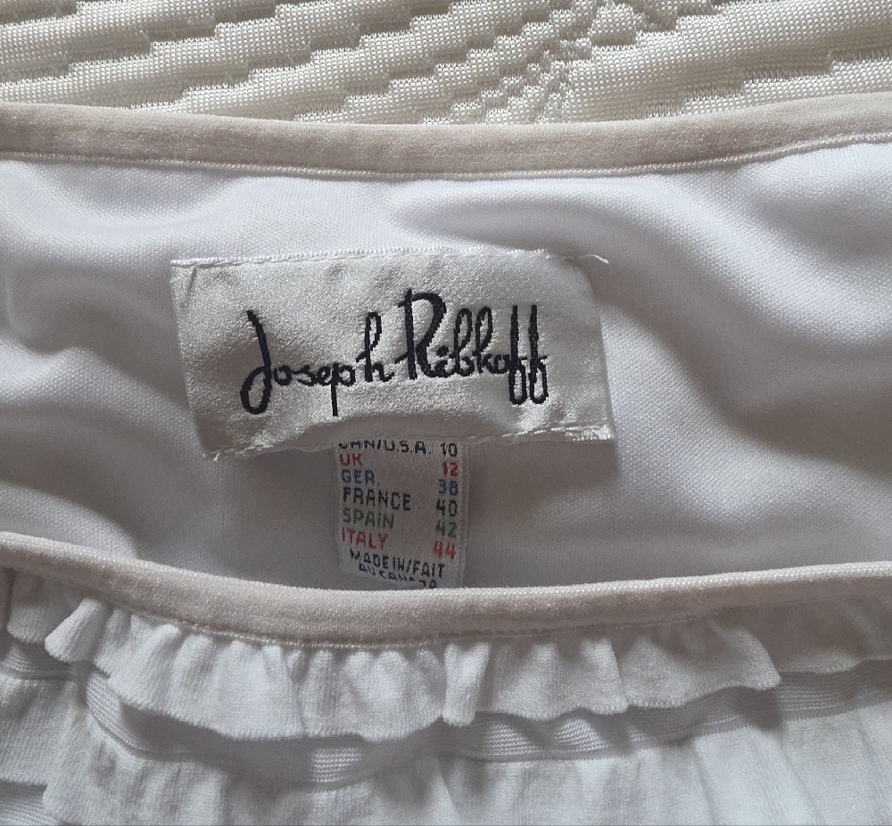 Joseph Ribkoff White Ruffled Scoop Neck Top - Picture 3 of 3